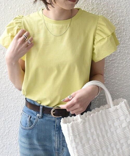 SHIPS / シップス Tシャツ | 《予約》【WEB限定】SHIPS Colors:〈手洗い可能〉異素材 フリルスリーブ カットソー◆ | 詳細26