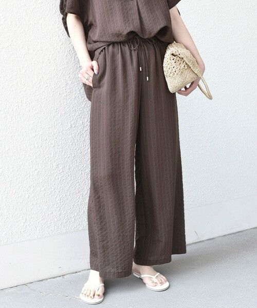 SHIPS / シップス その他パンツ | 《予約》SHIPS Colors:〈手洗い可能〉ナイロンレーヨン ストライプ イージーパンツ◆（ブラウン）