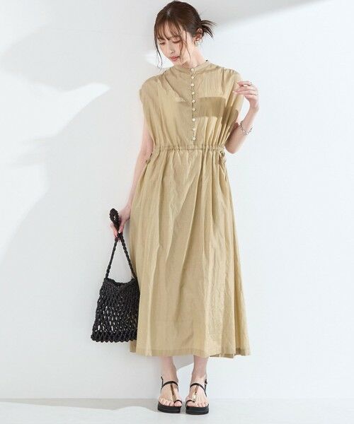 SHIPS / シップス ロング・マキシ丈ワンピース | SHIPS Colors:〈手洗い可能〉コットン キュプラ ギャザー ワンピース◇ | 詳細4