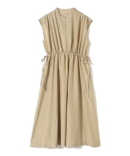 SHIPS / シップス ロング・マキシ丈ワンピース | 《予約》SHIPS Colors:〈手洗い可能〉コットン キュプラ ギャザー ワンピース◆（ベージュ）