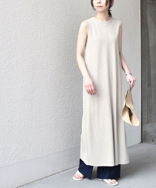 SHIPS / シップス ロング・マキシ丈ワンピース | 《予約》SHIPS Colors:〈手洗い可能〉ソフト 梨地 タンク ワンピース◆（ベージュ）