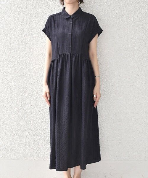 SHIPS / シップス ロング・マキシ丈ワンピース | 《予約》SHIPS Colors:〈手洗い可能〉ナイロンレーヨン ストライプ シャツ ワンピース◆ | 詳細3