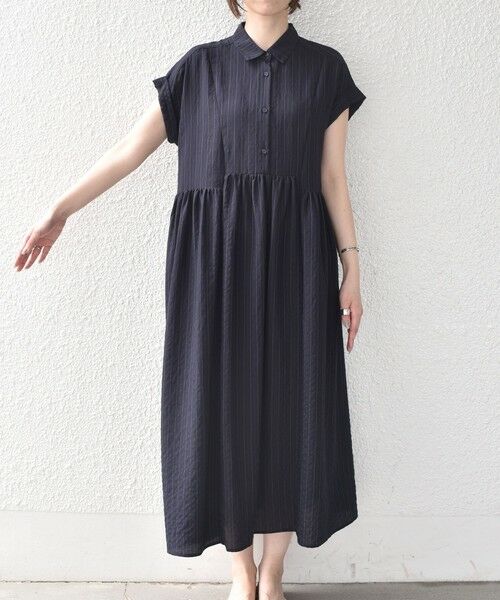 SHIPS / シップス ロング・マキシ丈ワンピース | 《予約》SHIPS Colors:〈手洗い可能〉ナイロンレーヨン ストライプ シャツ ワンピース◆ | 詳細6