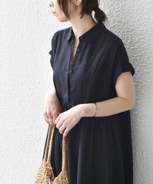 SHIPS / シップス ロング・マキシ丈ワンピース | 《予約》SHIPS Colors:〈手洗い可能〉ナイロンレーヨン ストライプ シャツ ワンピース◆ | 詳細8
