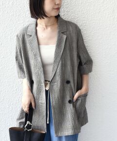 SHIPS / シップス テーラードジャケット | 《予約》SHIPS Colors:〈手洗い可能〉バンピー スラブ ショートスリーブ ジャケット◆