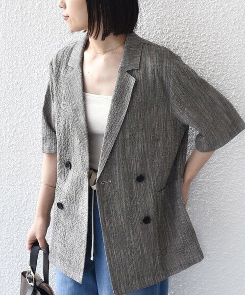 SHIPS / シップス テーラードジャケット | 《予約》SHIPS Colors:〈手洗い可能〉バンピー スラブ ショートスリーブ ジャケット◆ | 詳細3