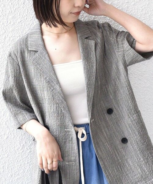 SHIPS / シップス テーラードジャケット | 《予約》SHIPS Colors:〈手洗い可能〉バンピー スラブ ショートスリーブ ジャケット◆ | 詳細4