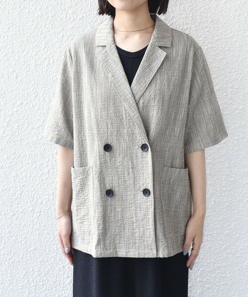 SHIPS / シップス テーラードジャケット | 《予約》SHIPS Colors:〈手洗い可能〉バンピー スラブ ショートスリーブ ジャケット◆ | 詳細7