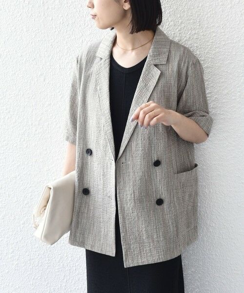 SHIPS / シップス テーラードジャケット | 《予約》SHIPS Colors:〈手洗い可能〉バンピー スラブ ショートスリーブ ジャケット◆ | 詳細13