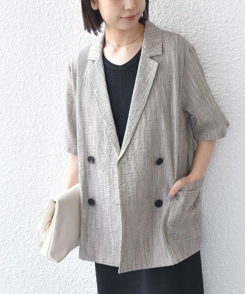 SHIPS / シップス テーラードジャケット | 《予約》SHIPS Colors:〈手洗い可能〉バンピー スラブ ショートスリーブ ジャケット◆ | 詳細14