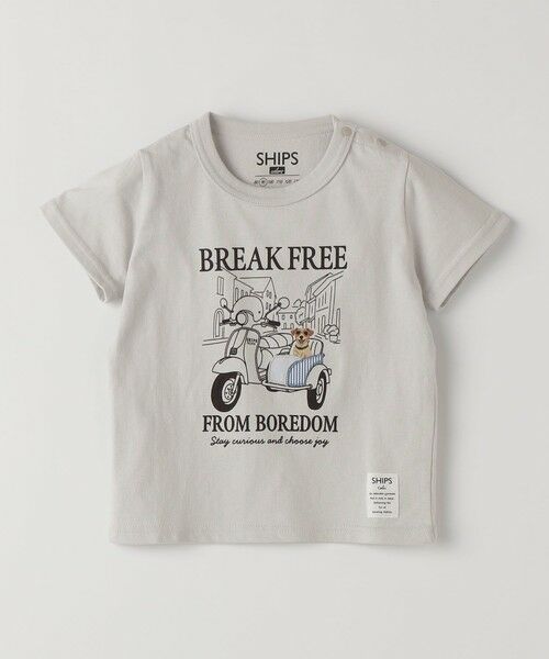 SHIPS / シップス Tシャツ | SHIPS Colors:80〜130cm / パッチワーク 刺繍 Tシャツ（ライトグレー）