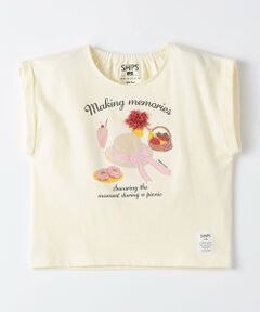 SHIPS / シップス Tシャツ | 《予約》SHIPS Colors:80〜130cm/ パッチワーク刺繍 リボン スイーツ Tシャツ◆