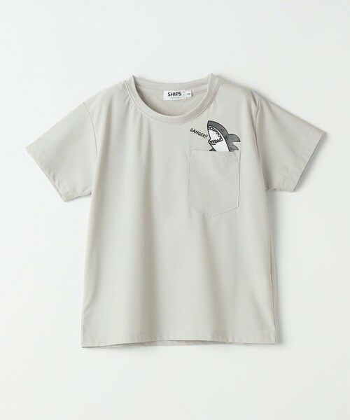 SHIPS / シップス Tシャツ | 【WEB限定】SHIPS Colors:90〜140cm /〈接触冷感・UVカット〉カノコ ポケット プリントT(ライトグレー)