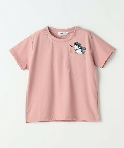 SHIPS / シップス Tシャツ | 【WEB限定】SHIPS Colors:90〜140cm /〈接触冷感・UVカット〉カノコ ポケット プリントT(ピンク)