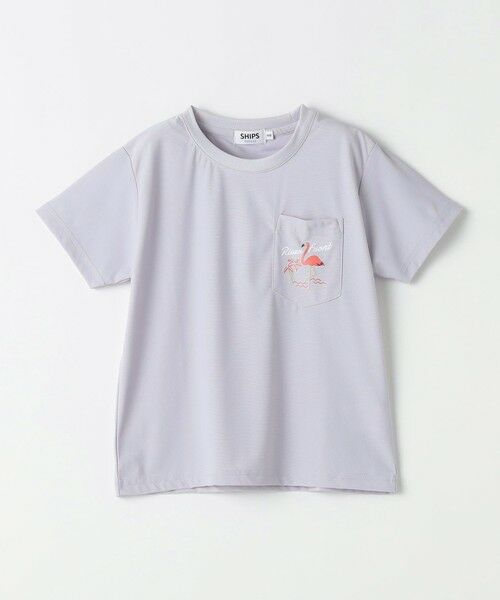 SHIPS / シップス Tシャツ | 【WEB限定】SHIPS Colors:90〜140cm /〈接触冷感・UVカット〉カノコ ポケット プリントT(ラベンダー)