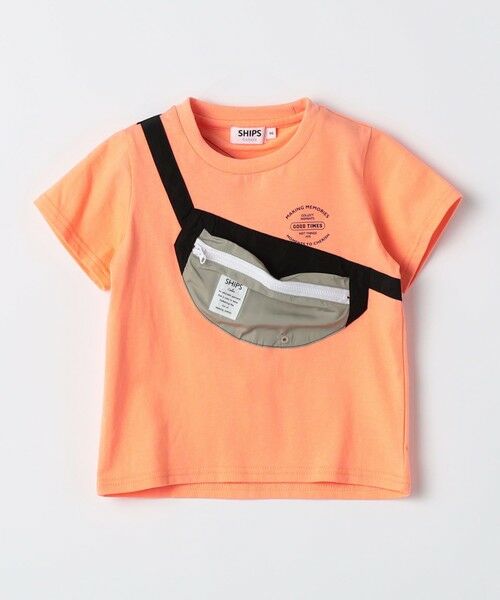 SHIPS / シップス Tシャツ | SHIPS Colors:80〜130cm /〈洗濯機可能〉ボディバッグ プリント Tシャツ（オレンジ）
