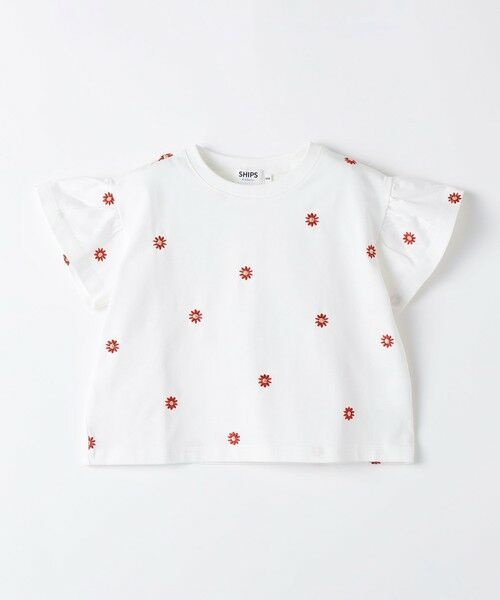 SHIPS / シップス Tシャツ | 《予約》SHIPS Colors:90〜140cm / リンク フラワー刺繍 Tシャツ◆（レッド）