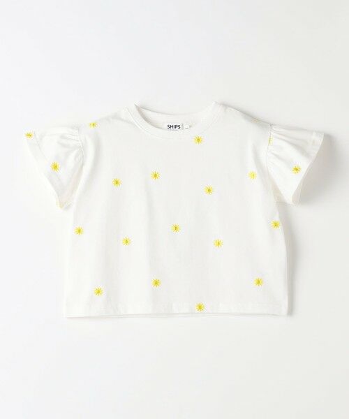 SHIPS / シップス Tシャツ | SHIPS Colors:90〜140cm / リンク フラワー刺繍 Tシャツ◇（イエロー）