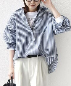 SHIPS / シップス シャツ・ブラウス | 〈手洗い可能〉無地 / ストライプ サイド スリット スキッパー コットン シャツ 2