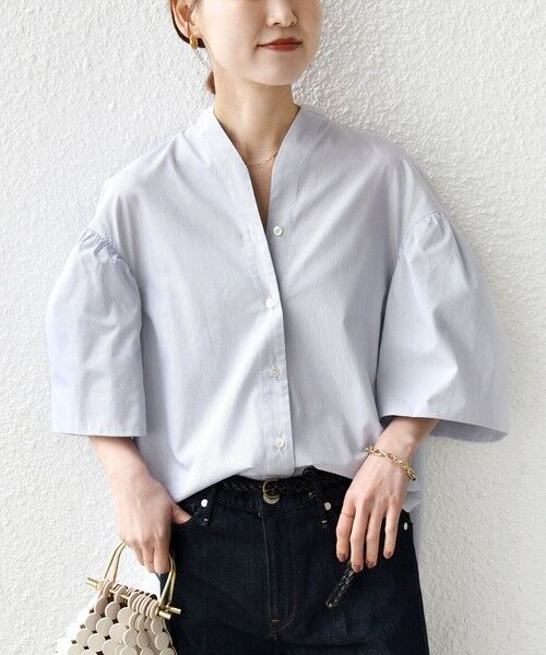 SHIPS / シップス シャツ・ブラウス | 《予約》〈手洗い可能〉バック フレア 袖 ギャザー スキッパー ブラウス | 詳細5