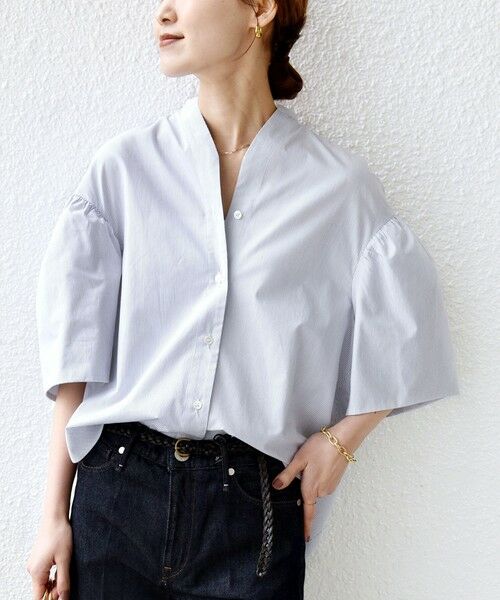 SHIPS / シップス シャツ・ブラウス | 《予約》〈手洗い可能〉バック フレア 袖 ギャザー スキッパー ブラウス | 詳細6