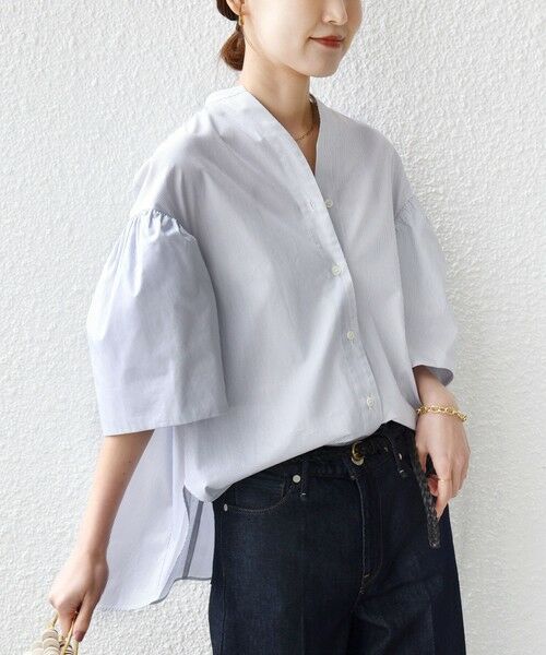 SHIPS / シップス シャツ・ブラウス | 《予約》〈手洗い可能〉バック フレア 袖 ギャザー スキッパー ブラウス | 詳細8