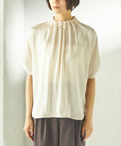 SHIPS / シップス シャツ・ブラウス | 《予約》〈手洗い可能〉パール モチーフ ネック ギャザー ドルマン ブラウス | 詳細12