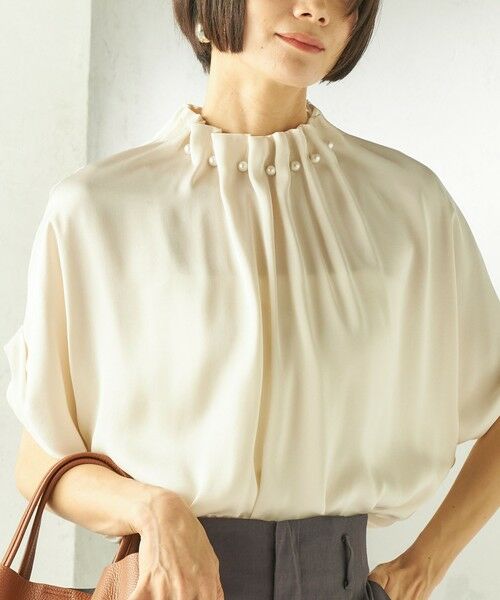 SHIPS / シップス シャツ・ブラウス | 《予約》〈手洗い可能〉パール モチーフ ネック ギャザー ドルマン ブラウス | 詳細9