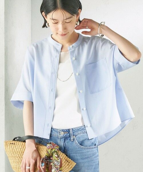 SHIPS / シップス シャツ・ブラウス | 《予約》〈接触冷感/洗濯機可能〉SUUSUU バンドカラー 半袖 シャツ（ライトブルー）