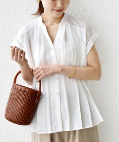 SHIPS / シップス シャツ・ブラウス | 《予約》【WEB限定】〈手洗い可能〉ストレッチ ジョーゼット プリーツ スキッパー ブラウス