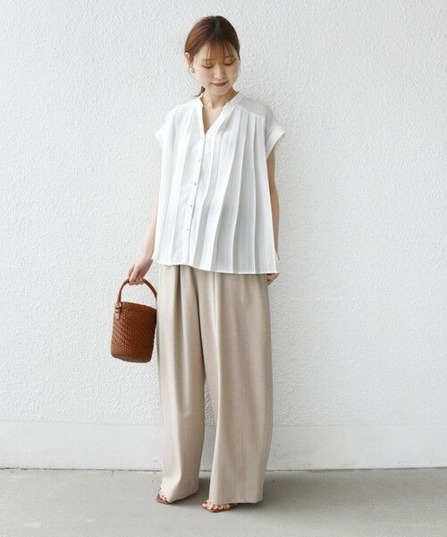 SHIPS / シップス シャツ・ブラウス | 《予約》【WEB限定】〈手洗い可能〉ストレッチ ジョーゼット プリーツ スキッパー ブラウス | 詳細1