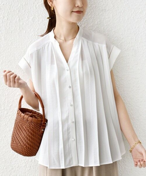 SHIPS / シップス シャツ・ブラウス | 《予約》【WEB限定】〈手洗い可能〉ストレッチ ジョーゼット プリーツ スキッパー ブラウス | 詳細5