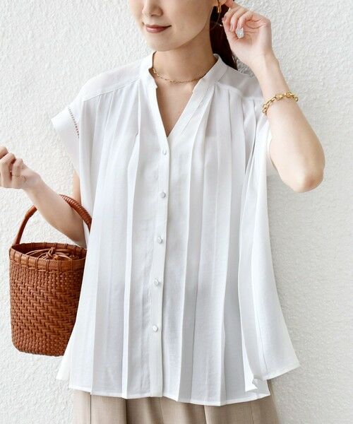 SHIPS / シップス シャツ・ブラウス | 《予約》【WEB限定】〈手洗い可能〉ストレッチ ジョーゼット プリーツ スキッパー ブラウス | 詳細9