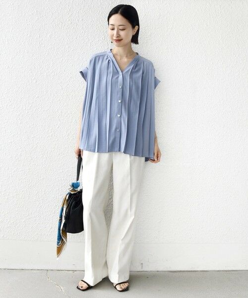 SHIPS / シップス シャツ・ブラウス | 《予約》【WEB限定】〈手洗い可能〉ストレッチ ジョーゼット プリーツ スキッパー ブラウス | 詳細12