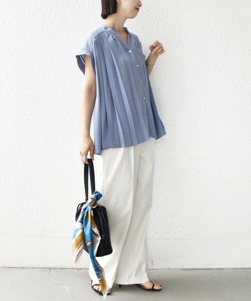 SHIPS / シップス シャツ・ブラウス | 《予約》【WEB限定】〈手洗い可能〉ストレッチ ジョーゼット プリーツ スキッパー ブラウス | 詳細15