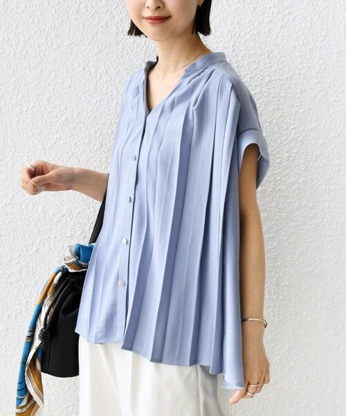 SHIPS / シップス シャツ・ブラウス | 《予約》【WEB限定】〈手洗い可能〉ストレッチ ジョーゼット プリーツ スキッパー ブラウス | 詳細17