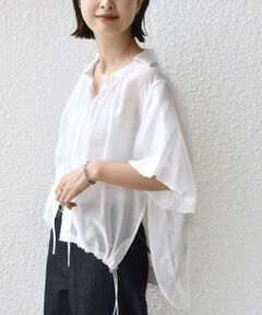SHIPS / シップス シャツ・ブラウス | 《予約》【WEB限定】〈手洗い可能〉バルーン スリーブ 裾 ドロスト ブラウス