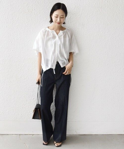 SHIPS / シップス シャツ・ブラウス | 《予約》【WEB限定】〈手洗い可能〉バルーン スリーブ 裾 ドロスト ブラウス | 詳細1