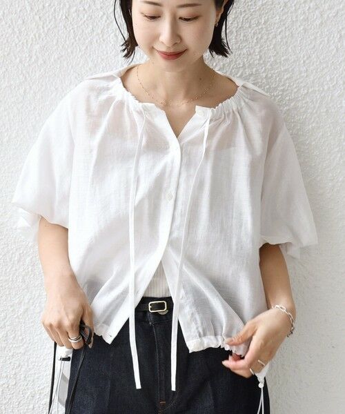 SHIPS / シップス シャツ・ブラウス | 《予約》【WEB限定】〈手洗い可能〉バルーン スリーブ 裾 ドロスト ブラウス | 詳細5