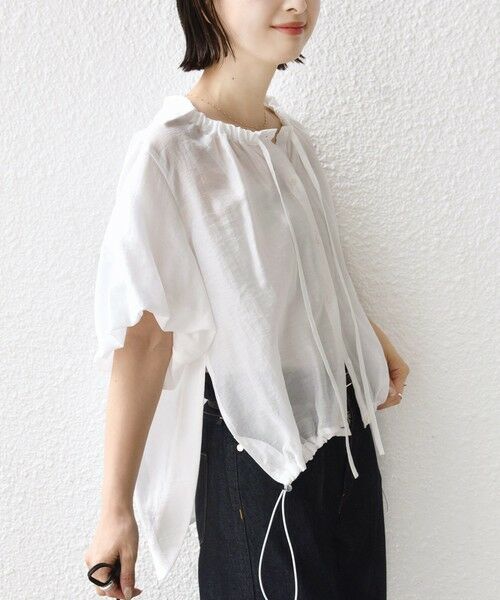 SHIPS / シップス シャツ・ブラウス | 《予約》【WEB限定】〈手洗い可能〉バルーン スリーブ 裾 ドロスト ブラウス | 詳細7