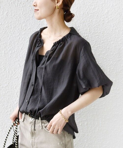 SHIPS / シップス シャツ・ブラウス | 《予約》【WEB限定】〈手洗い可能〉バルーン スリーブ 裾 ドロスト ブラウス | 詳細18