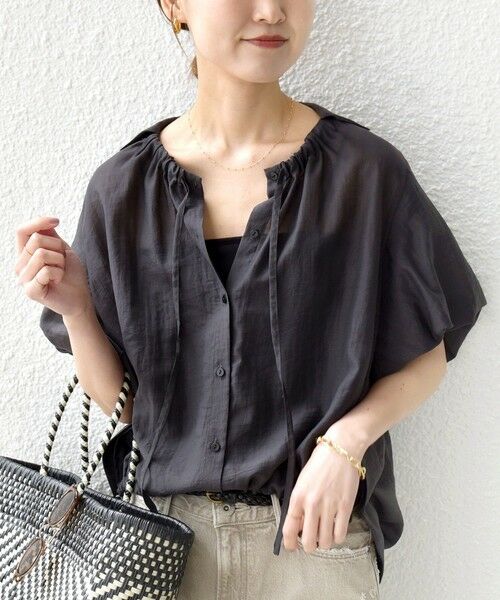 SHIPS / シップス シャツ・ブラウス | 《予約》【WEB限定】〈手洗い可能〉バルーン スリーブ 裾 ドロスト ブラウス | 詳細21