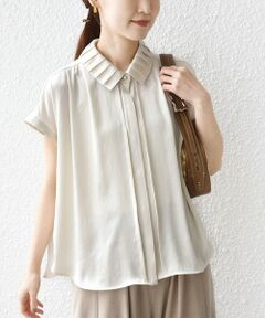 SHIPS / シップス シャツ・ブラウス | 《予約》【WEB限定】〈手洗い可能〉ヴィンテージ サテン 襟 タック デザイン ブラウス