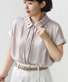 SHIPS / シップス シャツ・ブラウス | 《予約》【WEB限定】〈手洗い可能〉ヴィンテージ サテン 襟 タック デザイン ブラウス