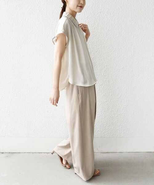 SHIPS / シップス シャツ・ブラウス | 《予約》【WEB限定】〈手洗い可能〉ヴィンテージ サテン 襟 タック デザイン ブラウス | 詳細4