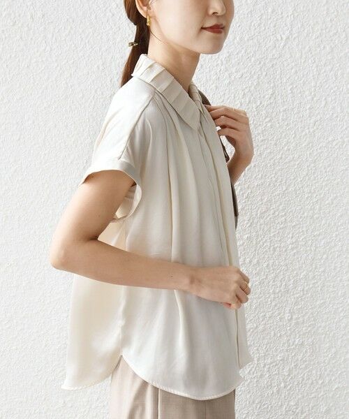 SHIPS / シップス シャツ・ブラウス | 《予約》【WEB限定】〈手洗い可能〉ヴィンテージ サテン 襟 タック デザイン ブラウス | 詳細8