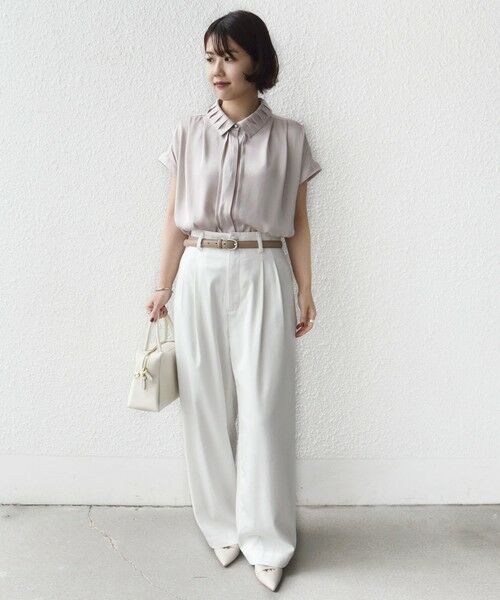 SHIPS / シップス シャツ・ブラウス | 《予約》【WEB限定】〈手洗い可能〉ヴィンテージ サテン 襟 タック デザイン ブラウス | 詳細13