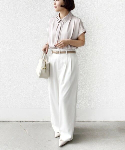 SHIPS / シップス シャツ・ブラウス | 《予約》【WEB限定】〈手洗い可能〉ヴィンテージ サテン 襟 タック デザイン ブラウス | 詳細14