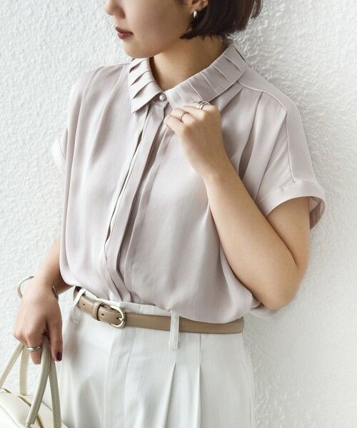SHIPS / シップス シャツ・ブラウス | 《予約》【WEB限定】〈手洗い可能〉ヴィンテージ サテン 襟 タック デザイン ブラウス | 詳細18