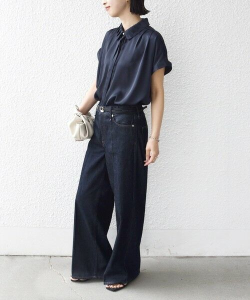 SHIPS / シップス シャツ・ブラウス | 《予約》【WEB限定】〈手洗い可能〉ヴィンテージ サテン 襟 タック デザイン ブラウス | 詳細30